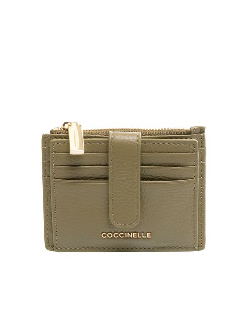 COCCINELLE METALLIC SOFT Portafoglio piatto pelle martellata laurel green - Portafogli Donna