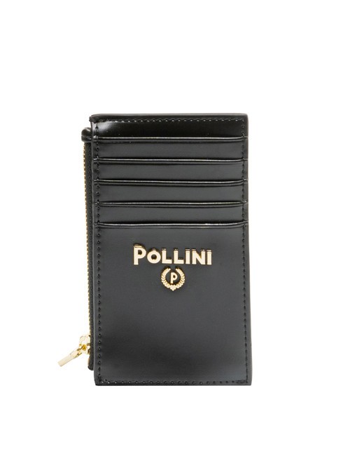 POLLINI METALLIC LOGO Portafoglio portamonete piatto Nero - Portafogli Donna