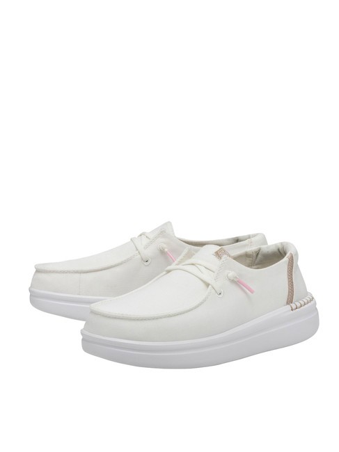 HEY DUDE WENDY RISE Scarpa mocassino easy-on in misto lino spark white - Scarpe Donna