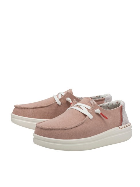 HEY DUDE WENDY RISE Scarpa mocassino easy-on in misto lino chambray rose - Scarpe Donna