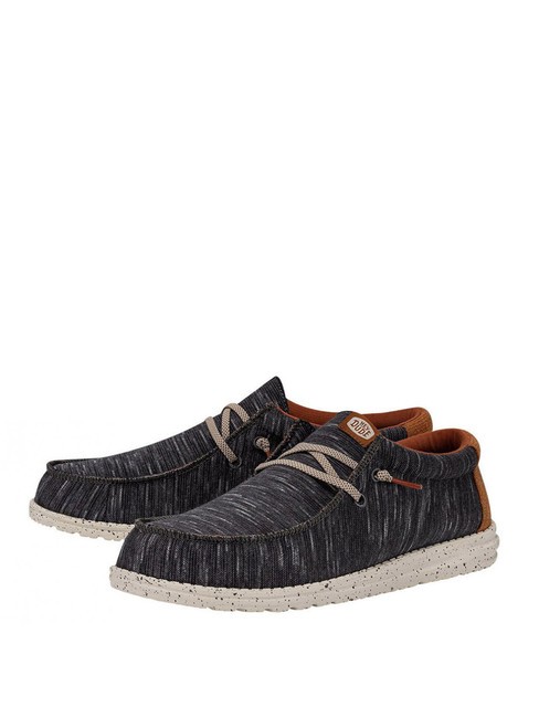 HEY DUDE WALLY JERSEY Scarpa easy-on in tessuto melange charcoal - Scarpe Uomo