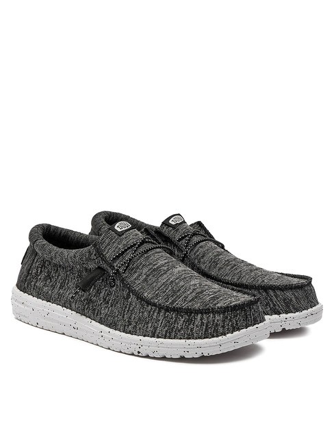 HEY DUDE WALLY SPORT KNIT Scarpa easy-on in tessuto melange black/white - Scarpe Uomo