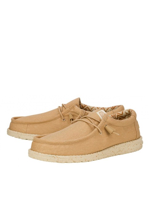 HEY DUDE WALLY CANVAS M Mocassini easy-on in tela tan - Scarpe Uomo