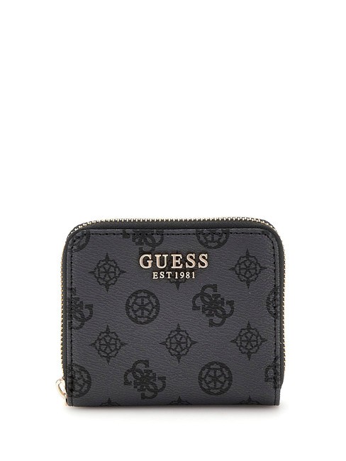 GUESS LAUREL Peony Mini Portafoglio zip around charcoal logo - Portafogli Donna