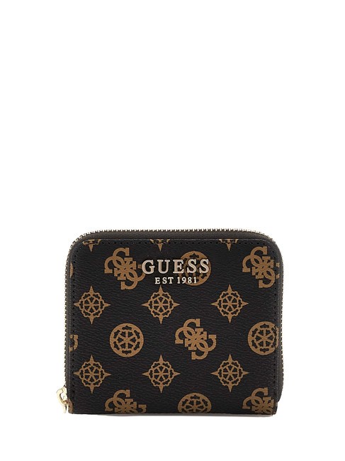 GUESS LAUREL Peony Mini Portafoglio zip around mochalog - Portafogli Donna