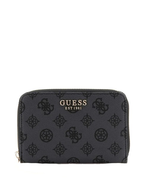 GUESS LAUREL Peony Portafoglio zip around medio charcoal logo - Portafogli Donna