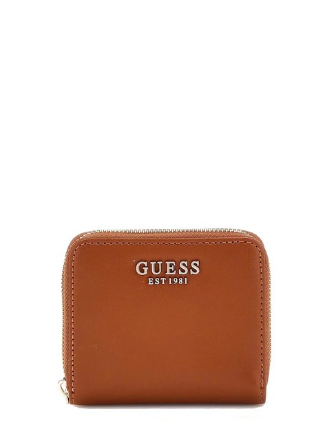 GUESS LAUREL  Mini Portafoglio zip around COGNAC - Portafogli Donna