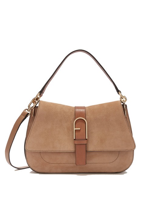 FURLA FLOW Borsa a mano in pelle suede deserto - Borse Donna