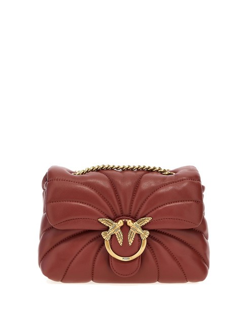 PINKO LOVE PUFF MINI Borsa tracolla mini in nappa ocra rosso-antique gold - Borse Donna