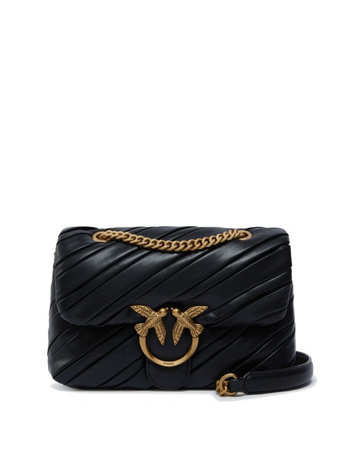 PINKO LOVE PUFF MINI Borsa tracolla mini in nappa nero-antique gold - Borse Donna