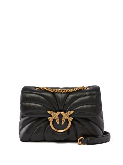 PINKO LOVE PUFF MINI Borsa tracolla mini in nappa nero-antique gold - Borse Donna