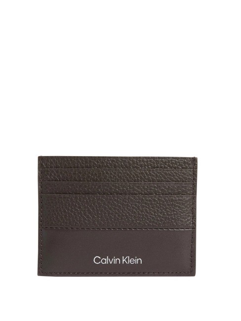 CALVIN KLEIN SUBTLE MIX Portacard piatto in pelle java brown pebble and smooth - Portafogli Uomo