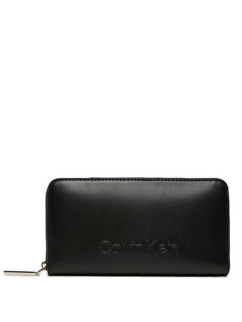 CALVIN KLEIN EMBOSSED CALVIN  Portafoglio zip around ck black - Portafogli Donna