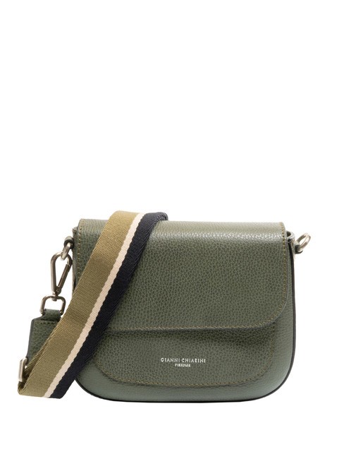 GIANNI CHIARINI LOGO PRINT Borsa in pelle con tracolla in tessuto field green - Borse Donna