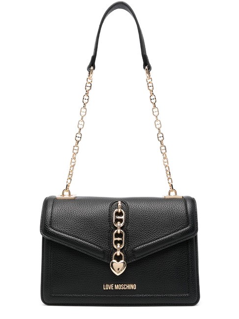 LOVE MOSCHINO CHAIN Borsa a spalla con flap Nero - Borse Donna