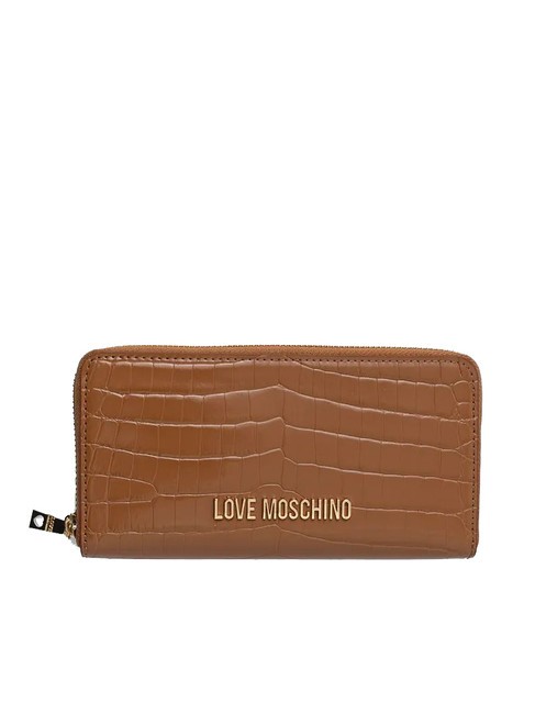 LOVE MOSCHINO SHINY CROCO Portafoglio grande zip around noce - Portafogli Donna