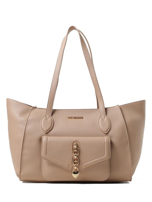 LOVE MOSCHINO HEART Borsa shopper a spalla crema - Borse Donna