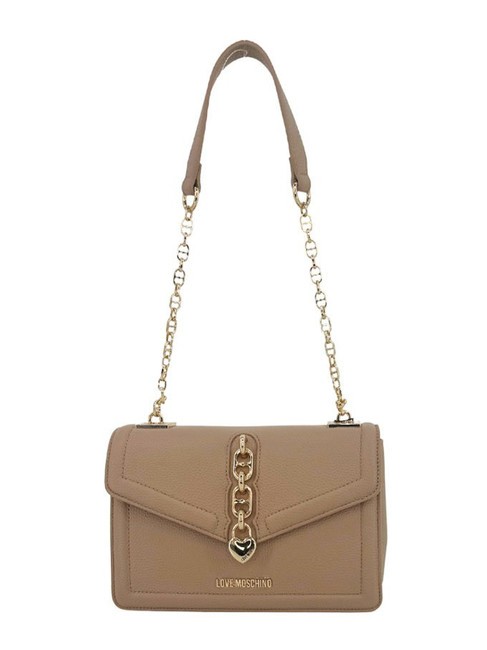 LOVE MOSCHINO CHAIN Borsa a spalla con flap crema - Borse Donna