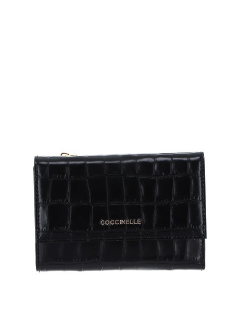 COCCINELLE METALLIC CROCO SHINY Portafoglio in pelle Nero - Portafogli Donna