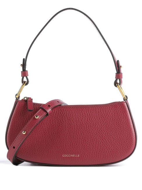 COCCINELLE MERVEILLE Borsa a spalla in pelle martellata garnet red - Borse Donna