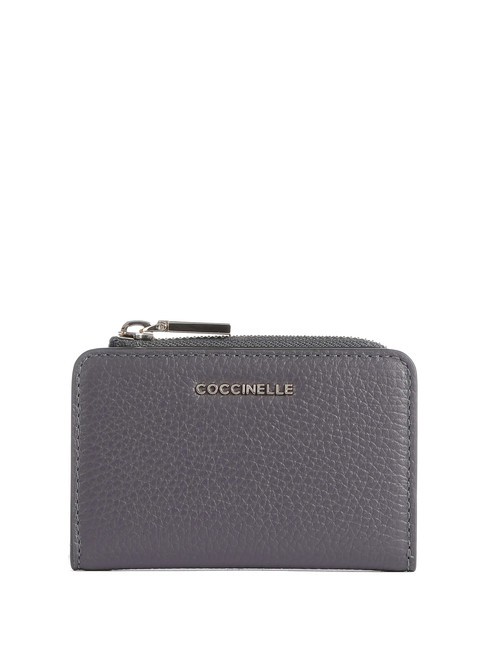 COCCINELLE METALLIC LOGO Porta carte in pelle ardesia - Portafogli Donna