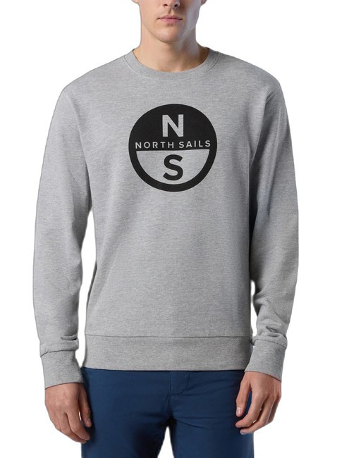 NORTH SAILS BASIC Felpa girocollo con stampa logo grey melange - Felpe Uomo