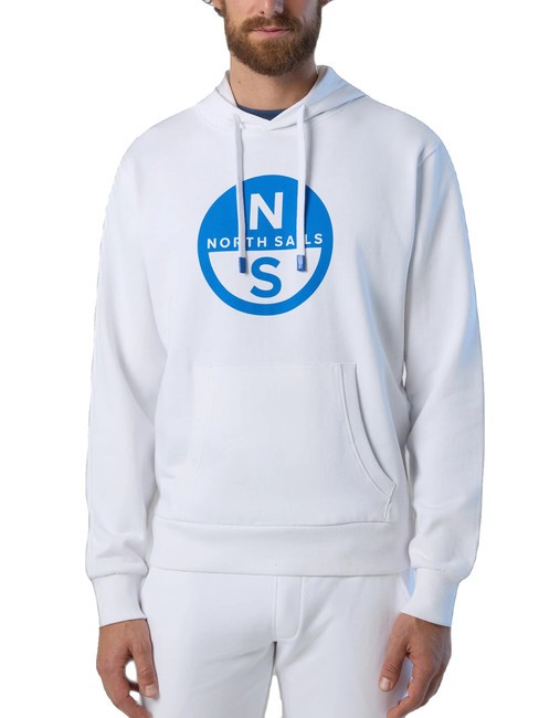 NORTH SAILS BASIC Felpa stampa logo con cappuccio white - Felpe Uomo