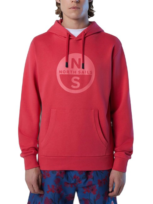 NORTH SAILS BASIC Felpa stampa logo con cappuccio watermelon - Felpe Uomo