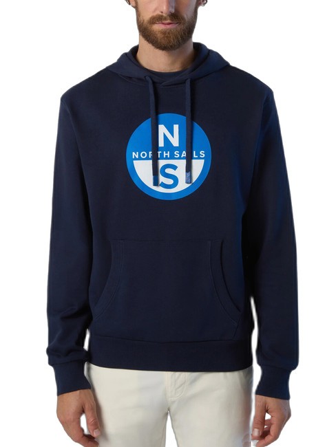 NORTH SAILS BASIC Felpa stampa logo con cappuccio navy blue - Felpe Uomo