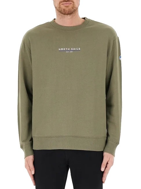 NORTH SAILS BASIC Felpa in cotone con lettering logo dusty olive - Felpe Uomo