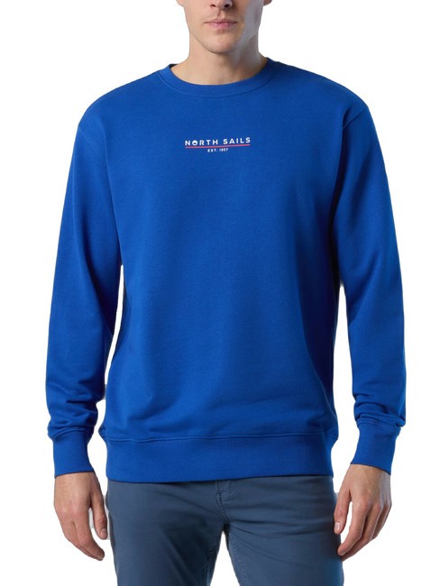 NORTH SAILS BASIC Felpa in cotone con lettering logo surf blue - Felpe Uomo