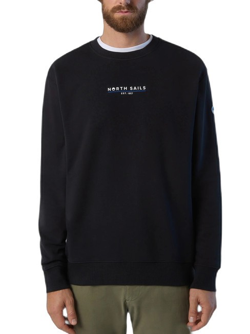 NORTH SAILS BASIC Felpa in cotone con lettering logo black - Felpe Uomo