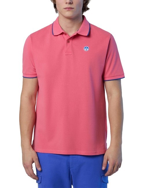 NORTH SAILS COLLAR STRIPED Polo manica corta in cotone calypso coral - Polo Uomo