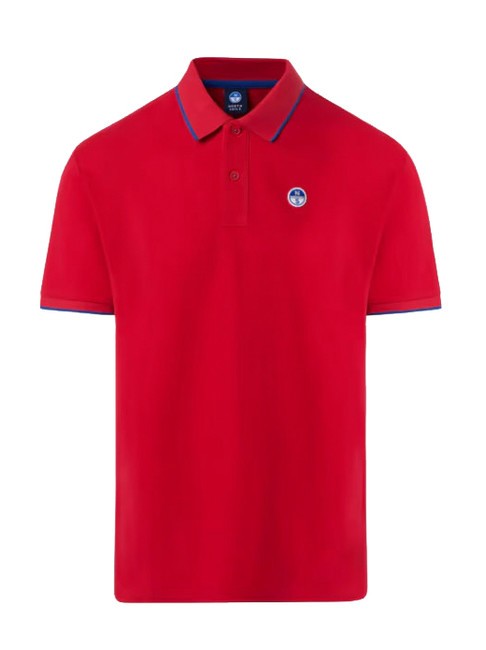 NORTH SAILS COLLAR STRIPED Polo manica corta in cotone red - Polo Uomo