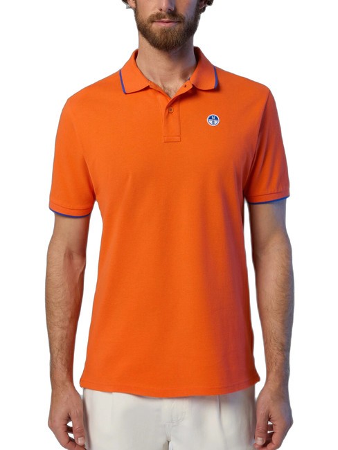 NORTH SAILS COLLAR STRIPED Polo manica corta in cotone flame orange - Polo Uomo