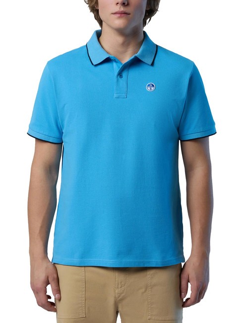 NORTH SAILS COLLAR STRIPED Polo manica corta in cotone azzurro - Polo Uomo