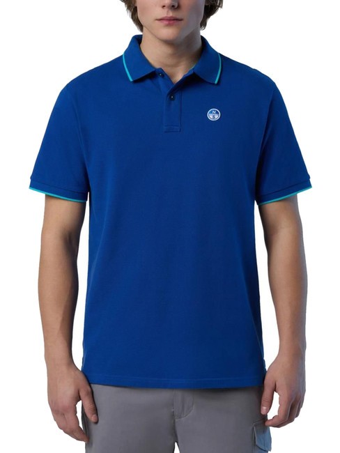 NORTH SAILS COLLAR STRIPED Polo manica corta in cotone ocean blue - Polo Uomo