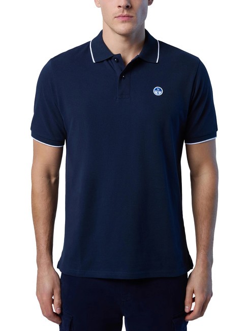 NORTH SAILS COLLAR STRIPED Polo manica corta in cotone navy blue - Polo Uomo