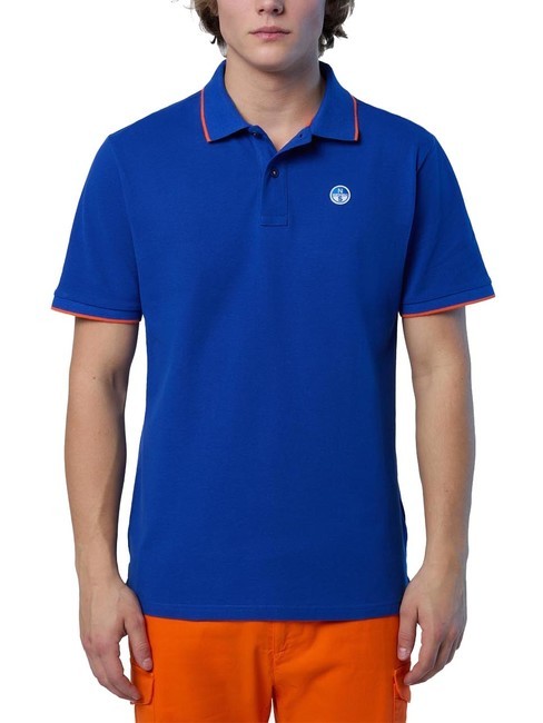 NORTH SAILS COLLAR STRIPED Polo manica corta in cotone surf blue - Polo Uomo