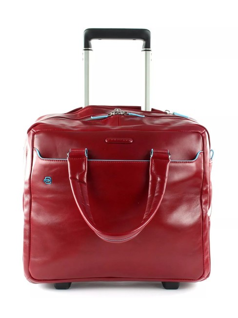 PIQUADRO BLUE SQUARE Trolley pilota in pelle, porta PC 15.6" ROSSO - Trolley Pilota