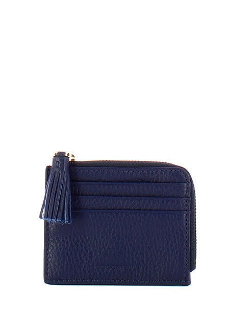 COCCINELLE TASSEL Porta carte con zip in pelle martellata royal blue - Portafogli Donna