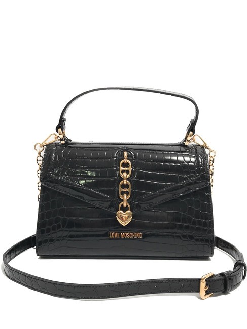 LOVE MOSCHINO SHINY CROCO Borsa a mano, con tracolla Nero - Borse Donna