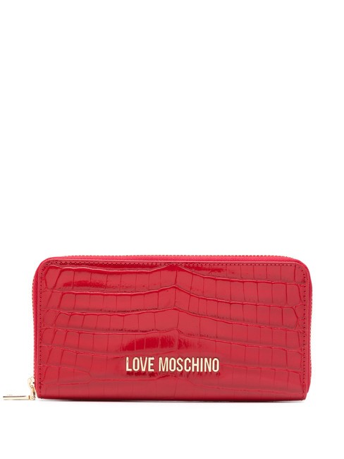 LOVE MOSCHINO SHINY CROCO Portafoglio grande zip around ROSSO - Portafogli Donna