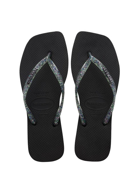 HAVAIANAS SQUARE LOGO Infradito black/silver - Scarpe Donna