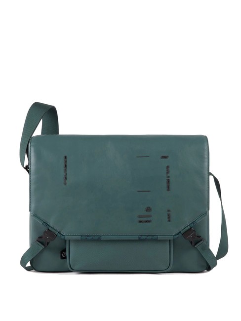 PIQUADRO KYOTO  Messenger porta PC 14", in pelle VERDE - Cartelle Lavoro