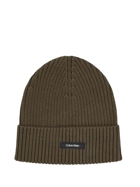 CALVIN KLEIN CLASSIC COTTON RIB Cappello in misto cotone dark olive - Sciarpe