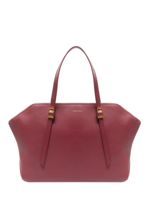 COCCINELLE CHERRY Borsa shopping a spalla pelle martellata garnet red - Borse Donna