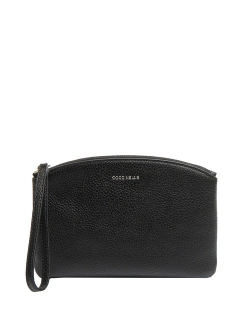 COCCINELLE ROUNDED ENVELOPE Pochette in pelle con polsierina Nero - Borse Donna