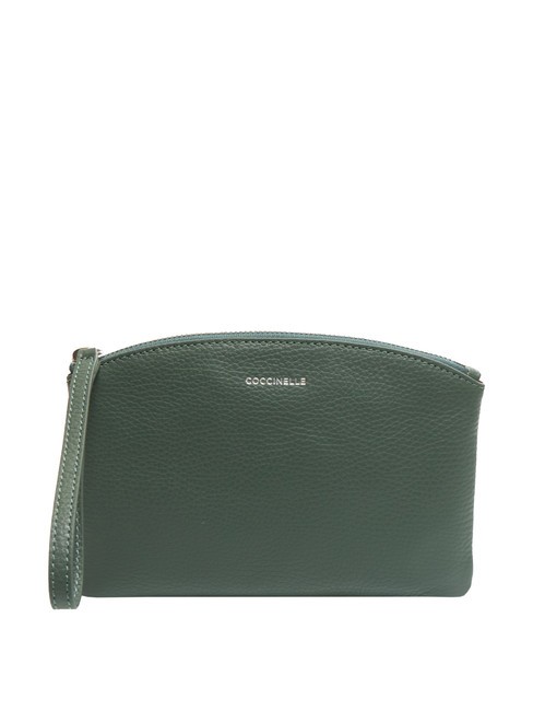 COCCINELLE ROUNDED ENVELOPE Pochette in pelle con polsierina kale green - Borse Donna