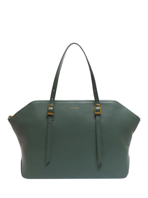 COCCINELLE CHERRY Borsa shopping a spalla pelle martellata kale green - Borse Donna